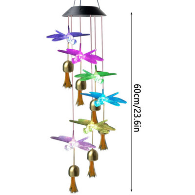 Butterfly Wind Chimes saulės lemputė IP65 vandeniui atspari LED vėjo varpelio lempa su varpelio sodo dekoro lempute namų kiemo balkonui