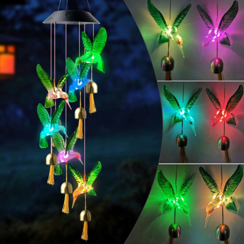 Butterfly Wind Chimes saulės lemputė IP65 vandeniui atspari LED vėjo varpelio lempa su varpelio sodo dekoro lempute namų kiemo balkonui