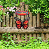 Metalinis drugelio pasveikinimo ženklas sienos menas Kaimiškas 3D drugelis sienos dekoro pakabukas Velykų dažyti papuošalai vidaus lauko sodui