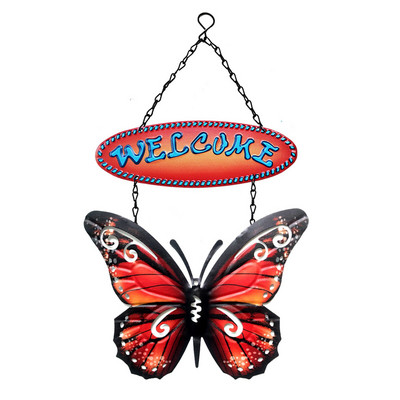 Metalinis drugelio pasveikinimo ženklas sienos menas Kaimiškas 3D drugelis sienos dekoro pakabukas Velykų dažyti papuošalai vidaus lauko sodui