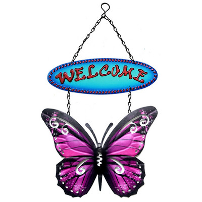 Metalinis drugelio pasveikinimo ženklas sienos menas Kaimiškas 3D drugelis sienos dekoro pakabukas Velykų dažyti papuošalai vidaus lauko sodui