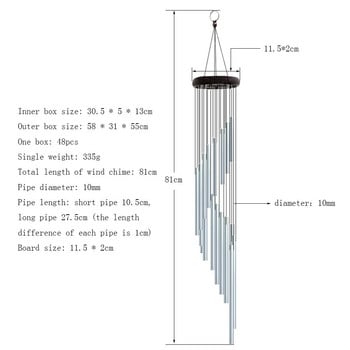 18 тръби Wind Chimes Nordic Classic Windgong Орнамент Висящи на стената метални медни вятърни върти Вътрешен двор Декорация на дома на открито