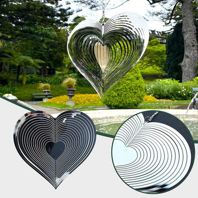 3D spiralno srce, zvono vjetra, vrtni dekor, vjetrobran, kinetički rotirajući 360 stupnjeva, hvatač vjetra, prozor, ukras dvorišta za darove