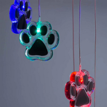 Paw Prints Solar Wind Chime Соларно захранван домашен любимец Paw Print LED Solar Wind Chime Градинска декорация Подаръци за рожден ден за любителите на кучета