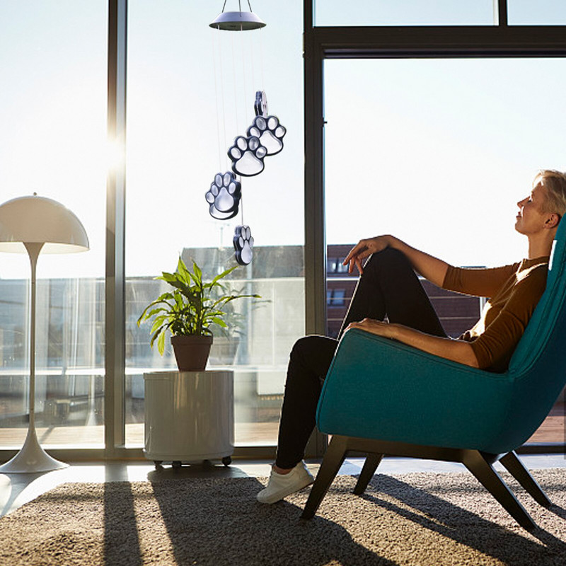 Saulės vėjo varpelio letenų atspaudai Saulės energija varomas naminių gyvūnėlių letenėlių atspaudas LED saulės vėjo varpelis sodo dekoravimo gimtadienio dovanos šunų mylėtojams