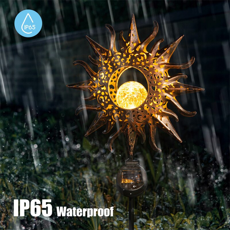 LED слънчеви светлини Външна градинска декорация Лунна слънчева колова светлина Водоустойчива градинска лампа Крак стъклена топка за дворна морава Вътрешен двор