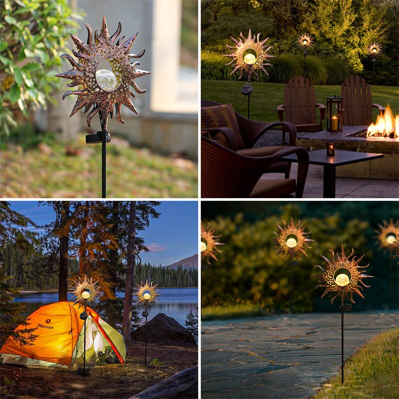 LED слънчеви светлини Външна градинска декорация Лунна слънчева колова светлина Водоустойчива градинска лампа Крак стъклена топка за дворна морава Вътрешен двор