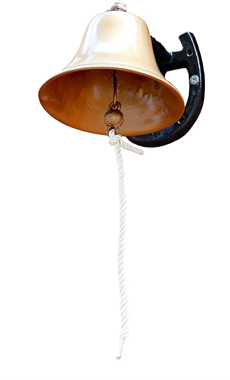 Lauko vakarienės varpai, pagaminti iš auksinio ketaus | Laikiklis tvirtina varpelį prie abiejų vidaus lauko sienų paviršių