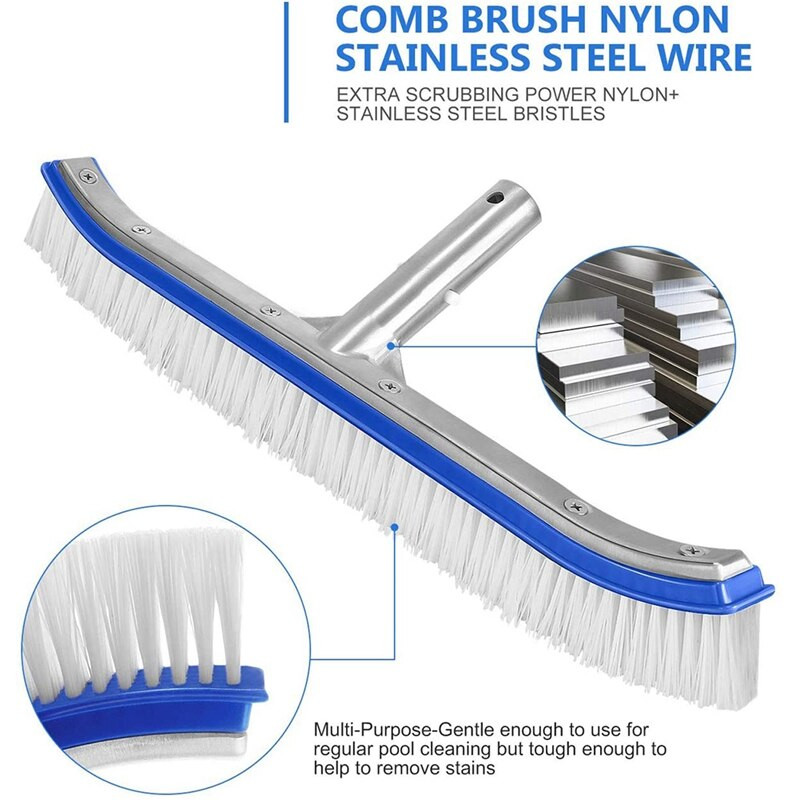 Perie pentru piscină, perie pentru pereți și faianță pentru piscină, perie de înlocuire pentru cap de perie pentru curățarea piscinei de 18 inchi, albastru