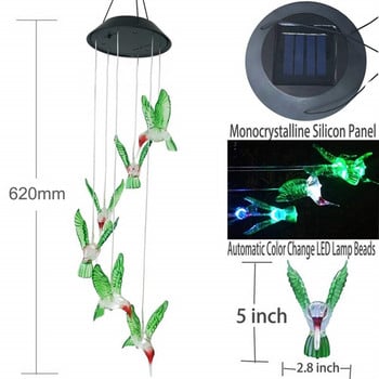 Αναβάθμιση LED Solar Wind Chime Lamp Hummingbird Wind Chime Lamp Κρεμαστό Διακοσμητικό φωτιστικό Wind Chime Λάμπα αλλαγής χρώματος Ηλιακό φωτιστικό