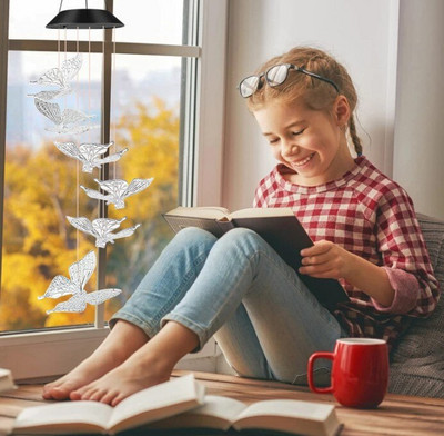 Atnaujinkite LED saulės vėjo varpelio lempą Hummingbird vėjo varpelio lempos pakabinamos vėjo varpelio dekoratyvinės lempos spalvos keitimo lempa Saulės lempa