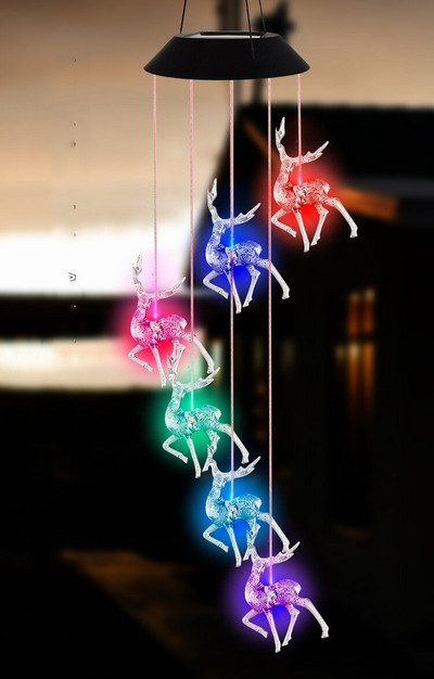 Atnaujinkite LED saulės vėjo varpelio lempą Hummingbird vėjo varpelio lempos pakabinamos vėjo varpelio dekoratyvinės lempos spalvos keitimo lempa Saulės lempa