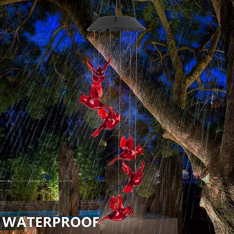 Atnaujinkite LED saulės vėjo varpelio lempą Hummingbird vėjo varpelio lempos pakabinamos vėjo varpelio dekoratyvinės lempos spalvos keitimo lempa Saulės lempa