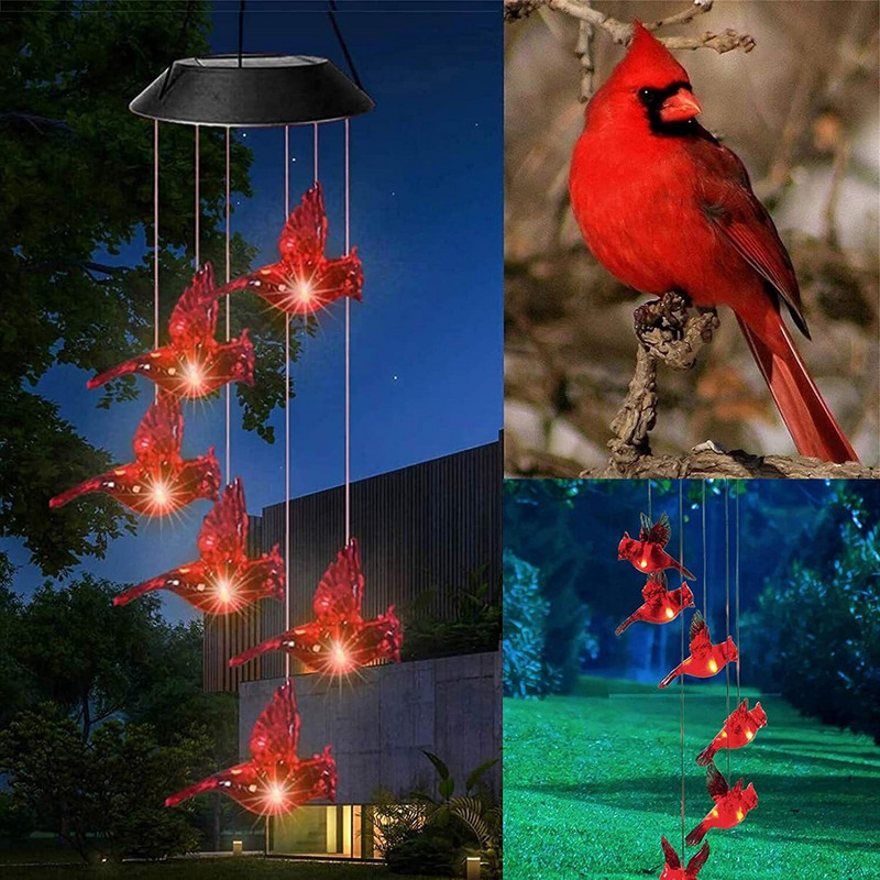 Atnaujinkite LED saulės vėjo varpelio lempą Hummingbird vėjo varpelio lempos pakabinamos vėjo varpelio dekoratyvinės lempos spalvos keitimo lempa Saulės lempa