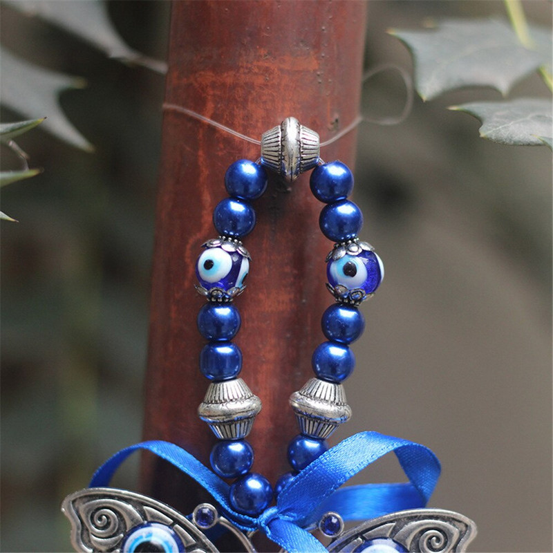 Turkiškas mėlynakis drugelis pakabukas demonas musulmonas stiklo lydinio karoliukai automobilio puošmena Velnio akies sienų apmušalai namų papuošalai