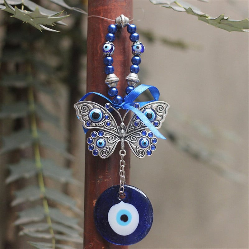 Turkiškas mėlynakis drugelis pakabukas demonas musulmonas stiklo lydinio karoliukai automobilio puošmena Velnio akies sienų apmušalai namų papuošalai