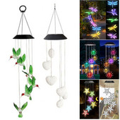 Saulės spalvą keičiantis pakabinamas šviestuvas Spalvingas vėjo varpelio lauko lempa Dekoratyvinis vandeniui atsparus vėjo varpo apšvietimas sodo saulės lempai