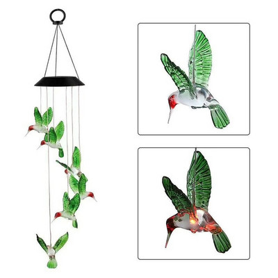 Saulės spalvą keičiantis pakabinamas šviestuvas Spalvingas vėjo varpelio lauko lempa Dekoratyvinis vandeniui atsparus vėjo varpo apšvietimas sodo saulės lempai