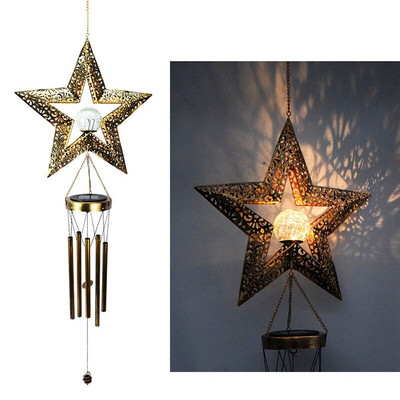 Sunčev vjetar Zvona Svjetlo Retro Vrt Željezo Art Svjetlo Mjesec Sunce Zvijezda Staklena kugla Lampe Vanjska dekoracija za dvorište Prozorska daska