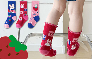 Πολύχρωμες απλικέ κάλτσες για κορίτσια, 3 τεμάχια σε ένα σετ