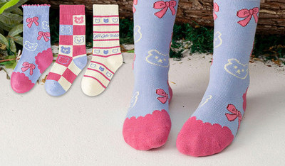 Šarene čarape s aplikacijama za djevojčice, 3 komada u kompletu