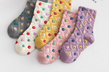 Цветни чорапи за момичета 5 броя в комплект с бродерия