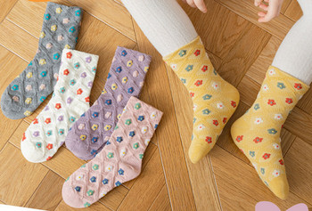 Цветни чорапи за момичета 5 броя в комплект с бродерия