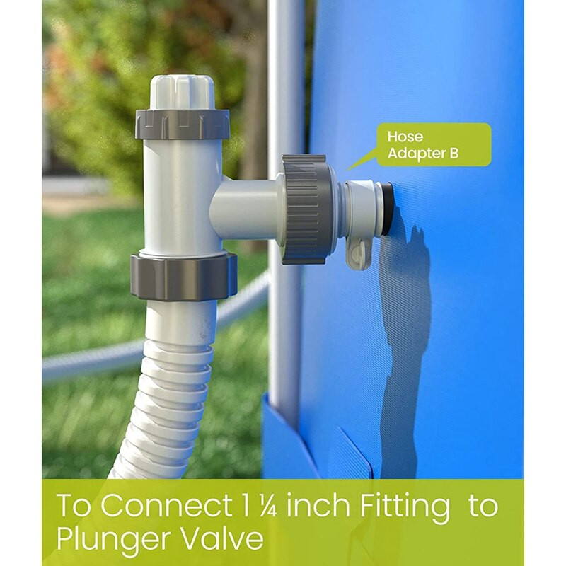 4 vnt. 1,25–1,5 colio B tipo žarnos adapteriai Žarnos konvertavimo adapteriai B, skirti Intex baseino filtrų siurbliams ir sūraus vandens sistemai