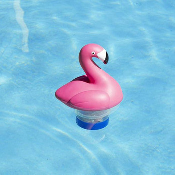 Плаващ диспенсер за хлор с животно фламинго за 3-инчови хлорни таблетки за таблетки за почистване на плувен басейн