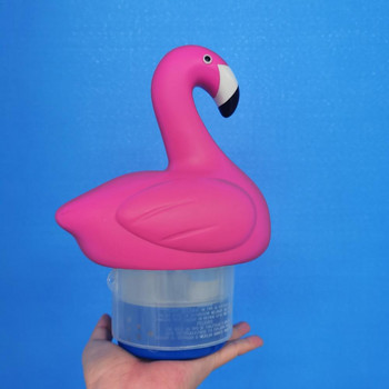 Плаващ диспенсер за хлор с животно фламинго за 3-инчови хлорни таблетки за таблетки за почистване на плувен басейн