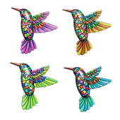 4 pakuotės metalo kolibrio sienų meno dekoro paukščių amatų sienų meno skulptūra sodo tvorai, kiemui, terasai, miegamajam, svetainei