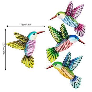 4 опаковки метални Колибри Стенно изкуство Декор Птици Занаяти Стенно изкуство Скулптура за градинска ограда, заден двор, вътрешен двор, спалня, всекидневна