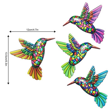4 опаковки метални Колибри Стенно изкуство Декор Птици Занаяти Стенно изкуство Скулптура за градинска ограда, заден двор, вътрешен двор, спалня, всекидневна