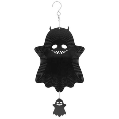 Helovino vaiduoklių vėjo varpeliai nerūdijančio plieno vėjo varpas 3D vaiduoklių vėjo suktukai pakabukas Helovino dekoras sodo kiemui