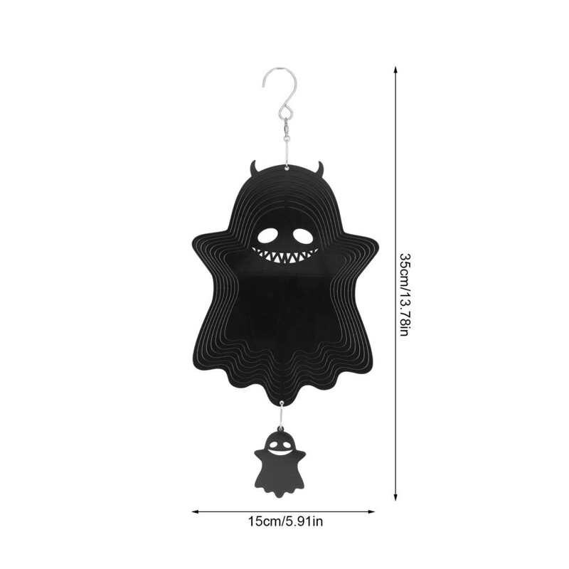 Helovino vaiduoklių vėjo varpeliai nerūdijančio plieno vėjo varpas 3D vaiduoklių vėjo suktukai pakabukas Helovino dekoras sodo kiemui