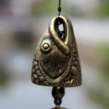 Fishbones Wind Chimes Ретро Fish Bone Wind Chimes Орнаменти Метални вятърни камбанки от ковано желязо Градина Всекидневна Балконски декор