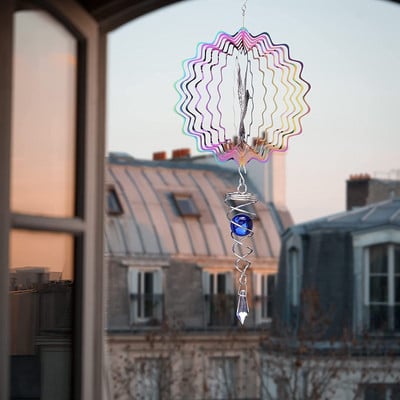 Clopoței de vânt rotativ 3D, sculpturi de vânt Artizanat Ornamente Decor de interior/exterior Rotoare de vânt agățate pentru decor de curte și grădină