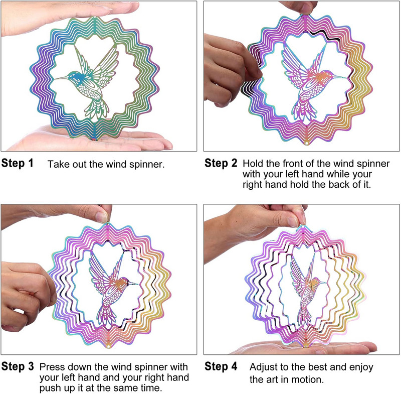 Clopoței de vânt rotativ 3D, sculpturi de vânt Artizanat Ornamente Decor de interior/exterior Rotoare de vânt agățate pentru decor de curte și grădină