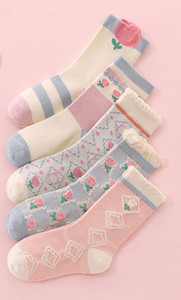 Set od 5 čarapa za djevojčice s vezom
