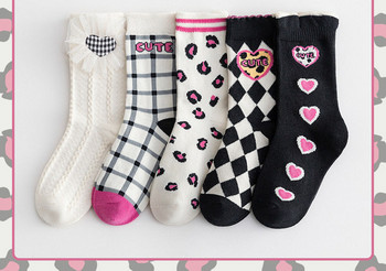 Комплект от 5 броя чорапи за момичета с бродерия