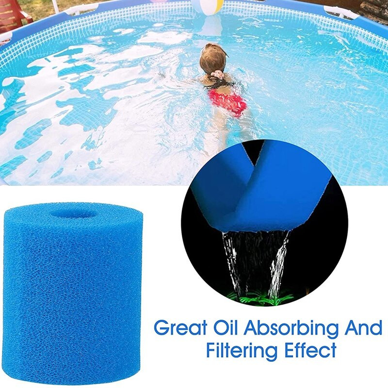 Pachet de 4 burete tip cartuș pentru filtre pentru piscină Bestway/Intex, filtru pentru piscină, burete reutilizabil lavabil pentru pompă