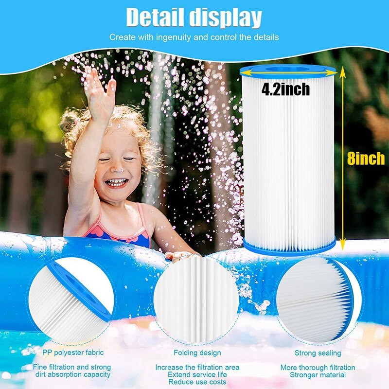 A tipo pakaitinė filtro kasetė, suderinama su INTEX baseinais, pakaitinė filtro kasetė, skirta 29000, 2 pak.