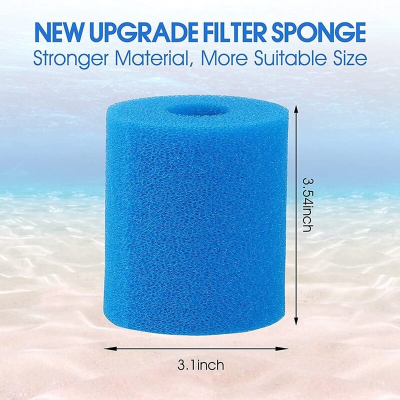 4 Pack Type I baseino filtro kasetės kempinė Bestway/Intex baseino siurbliui, baseino filtro daugkartinio naudojimo plaunama siurblio kempinė