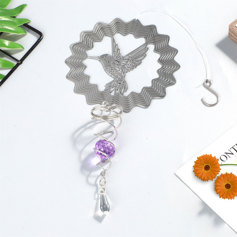 Clopoței de vânt cu fluturi Oglindă 3D Pasăre colibri Metal în aer liber Truse de casă mici de construit pentru a trăi cadou pentru femeile de 60 de ani