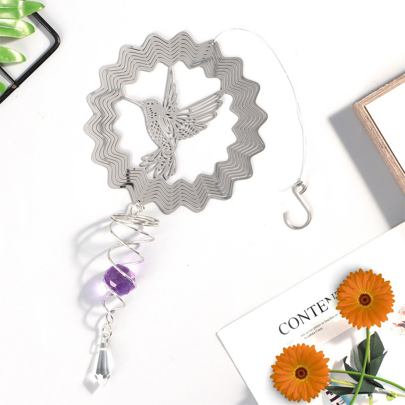 Clopoței de vânt cu fluturi Oglindă 3D Pasăre colibri Metal în aer liber Truse de casă mici de construit pentru a trăi cadou pentru femeile de 60 de ani