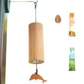 Bambuko vėjo varpelis, retro muzikinis vėjo varpelis, vieni dideli vėjo varpelio vamzdeliai, rankomis sukami vėjo varpeliai, vidaus namų dekoro dovana vaikams