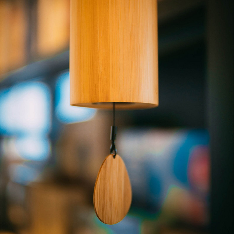 Bambuko vėjo varpelis, retro muzikinis vėjo varpelis, vieni dideli vėjo varpelio vamzdeliai, rankomis sukami vėjo varpeliai, vidaus namų dekoro dovana vaikams