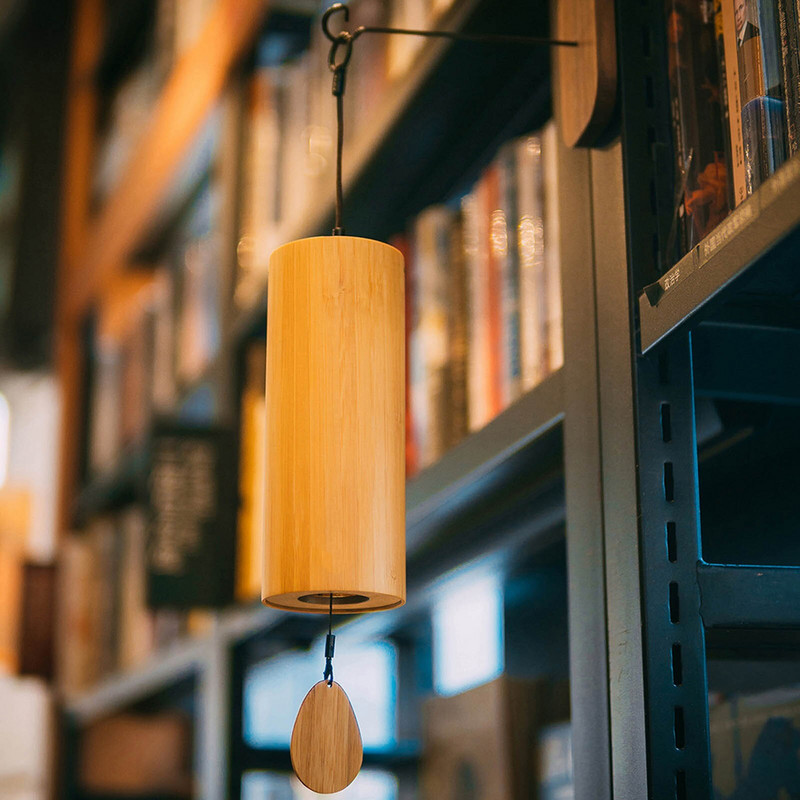 Bambuko vėjo varpelis, retro muzikinis vėjo varpelis, vieni dideli vėjo varpelio vamzdeliai, rankomis sukami vėjo varpeliai, vidaus namų dekoro dovana vaikams