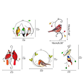 Оцветени птици Ловец на слънце за декорация на прозорци Стена Врата Висяща висулка Външни градински орнаменти