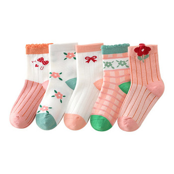 Детски чорапи с флорални мотиви за момиче